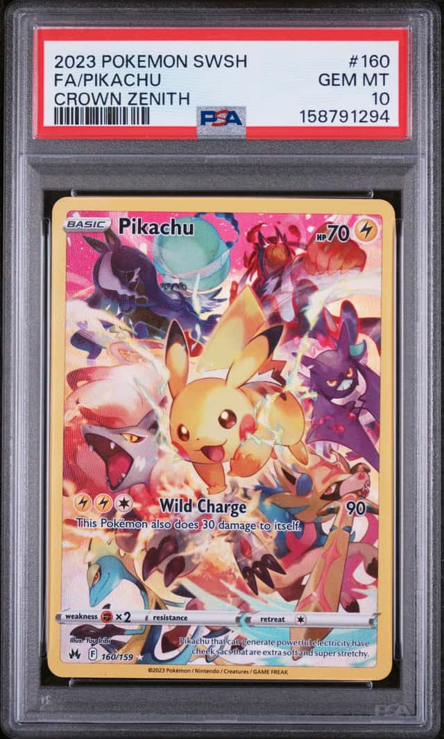 2023 Pokemon Sword & Shield Crown Zenith #160 Pikachu Full Art PSA 10 GEM MINT