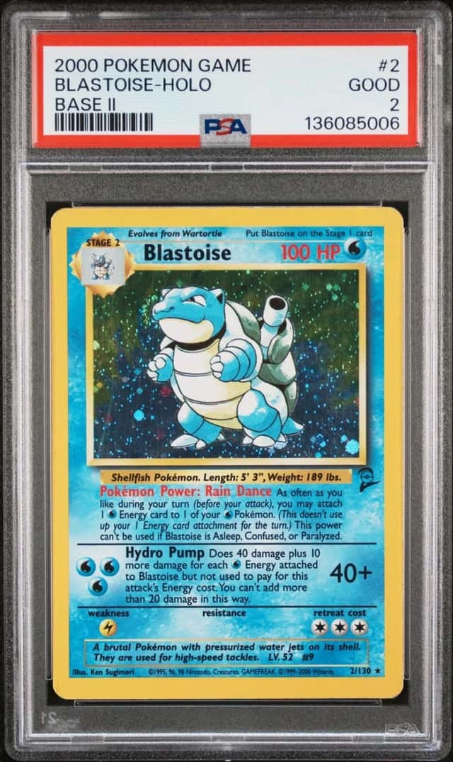 2000 POKEMON BASE SET 2 #2 BLASTOISE-HOLO PSA 2