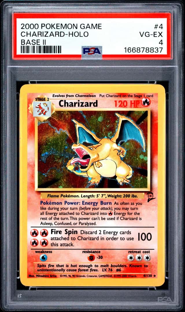 2000 POKEMON BASE SET 2 #4 CHARIZARD-HOLO PSA 4