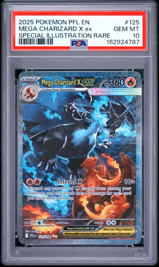 2025 POKEMON PFL SPECIAL ILLUSTRATION RARE #125 MEGA CHARIZARD X EX PSA 10