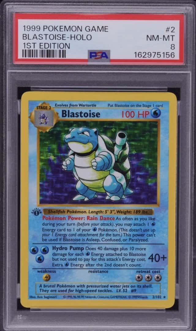 Blastoise 2/102 Base Set Shadowless 1st Edition Holo PSA 8 English 1999