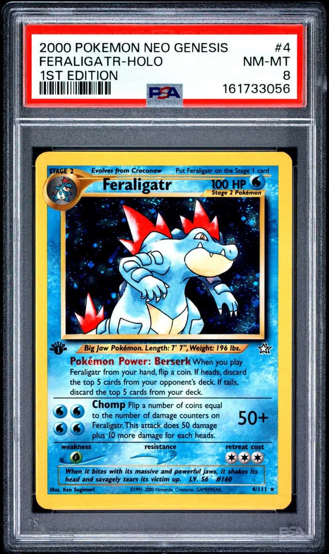 2000 POKEMON NEO GENESIS 1ST EDITION #4 FERALIGATR-HOLO PSA 8