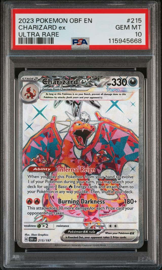 2023 Pokemon Obsidian Flames CHARIZARD EX Ultra Rare 215/197 PSA 10 GEM MINT