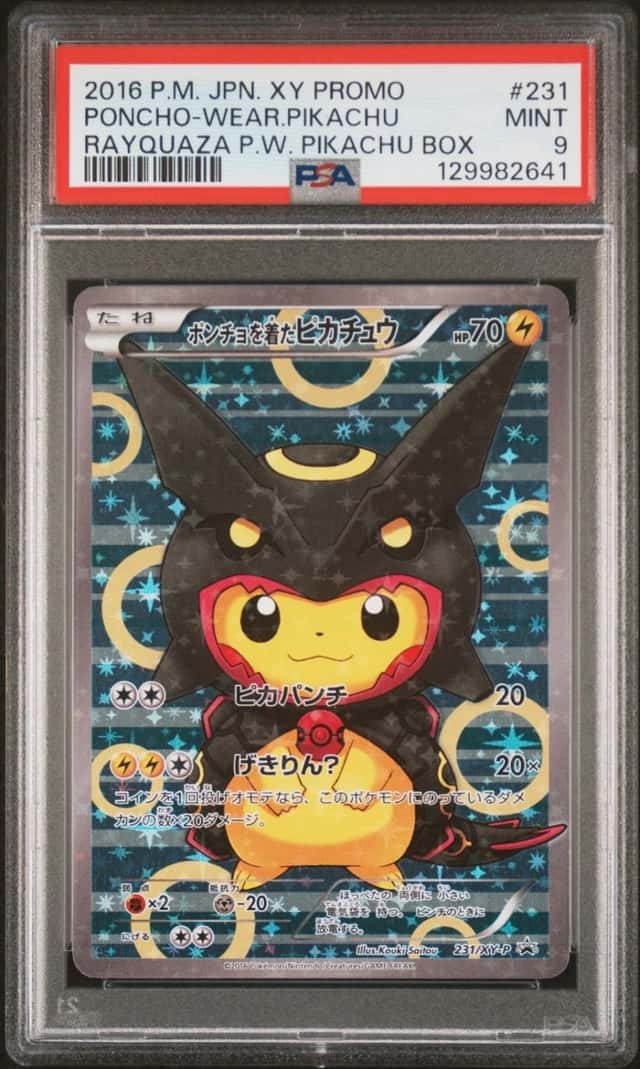 2016 POKEMON JPN XY #231 PONCHO-WEAR.PIKACHU RAYQUAZA P.W. PIKACHU BOX PSA 9