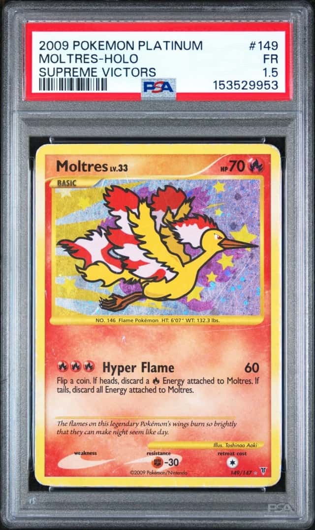 2009 POKEMON PLATINUM SUPREME VICTORS #149 MOLTRES-HOLO PSA 1.5