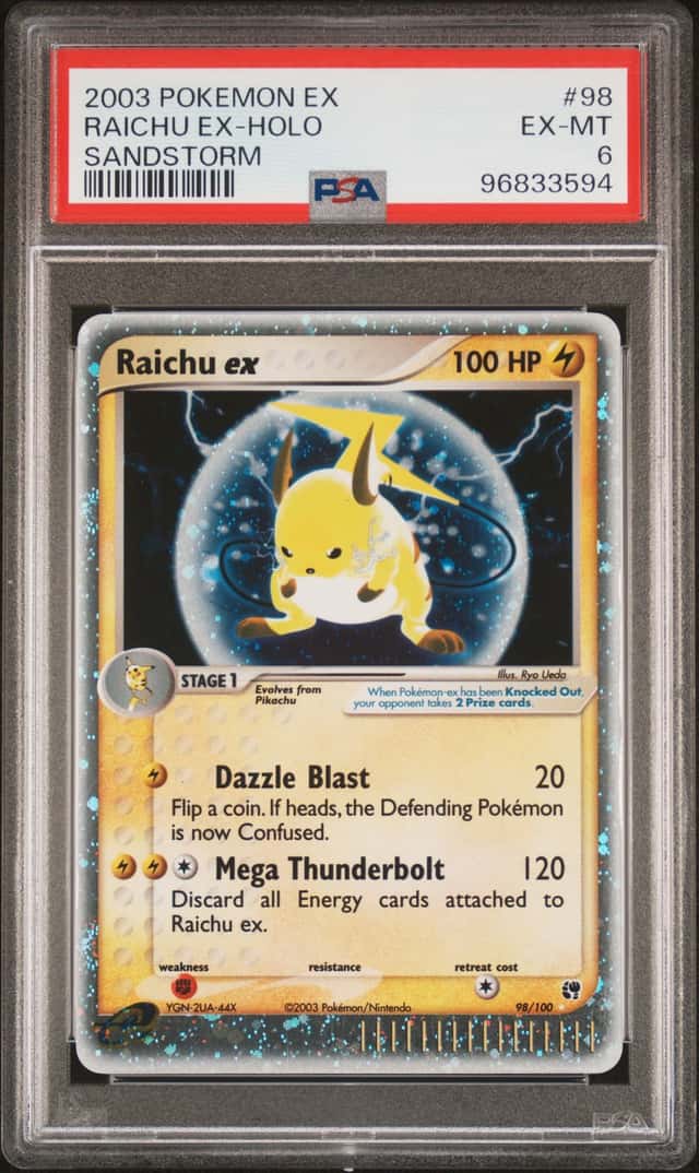 2003 Pokemon EX Sandstorm Raichu ex Holo Ultra Rare #98/100 PSA 6