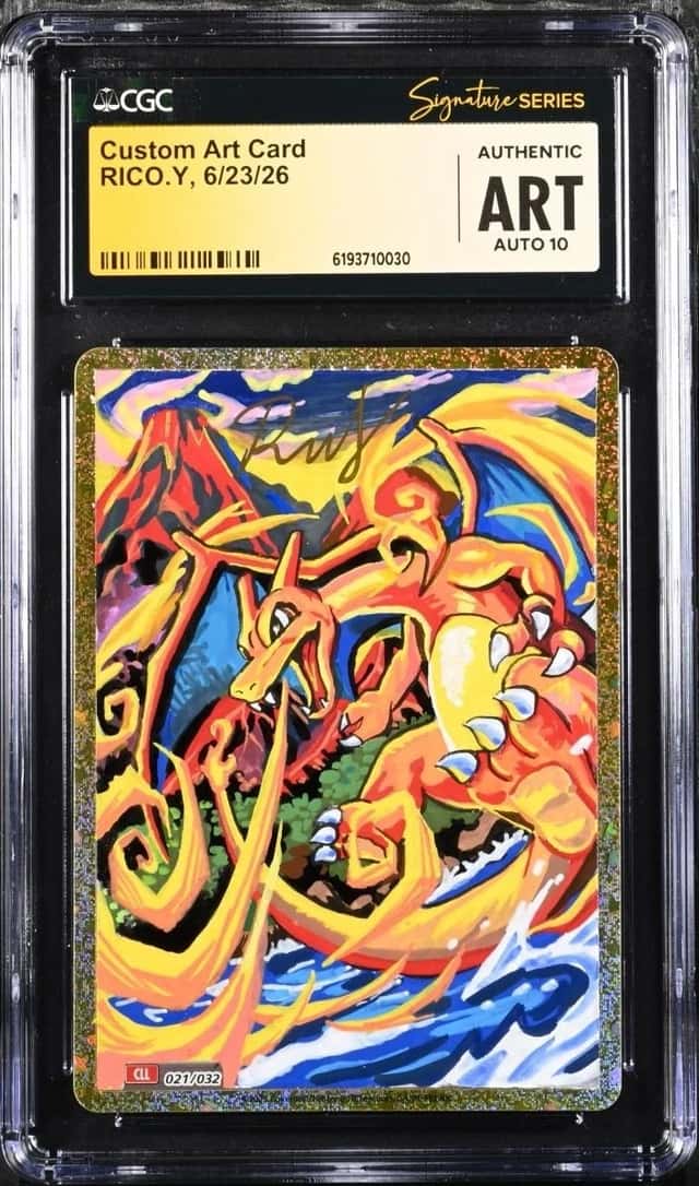 Pokemon 2023 Custom Art Card Charizard Sketch RICO.Y Signed CGC ART AUTO 10