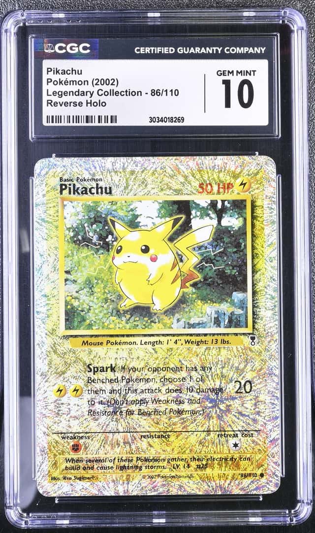 Pokemon CGC 10 GEM MINT Pikachu Reverse Holo 2002 86/110 Legendary English