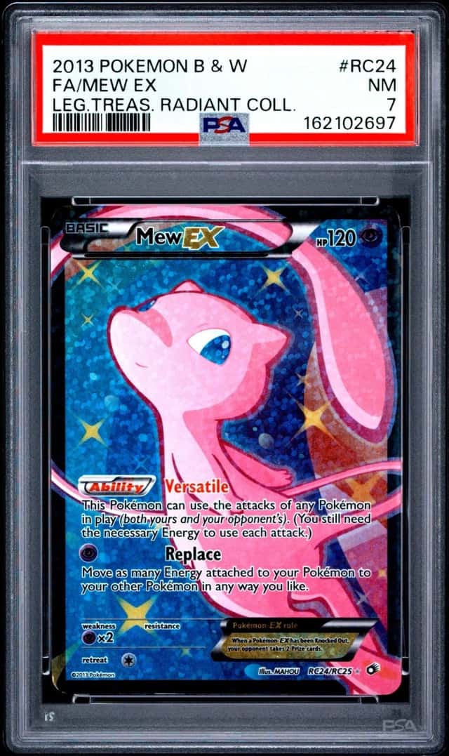 2013 POKEMON BLACK & WHITE LEGENDARY TREASURES #RC24 FULL ART/MEW EX PSA 7
