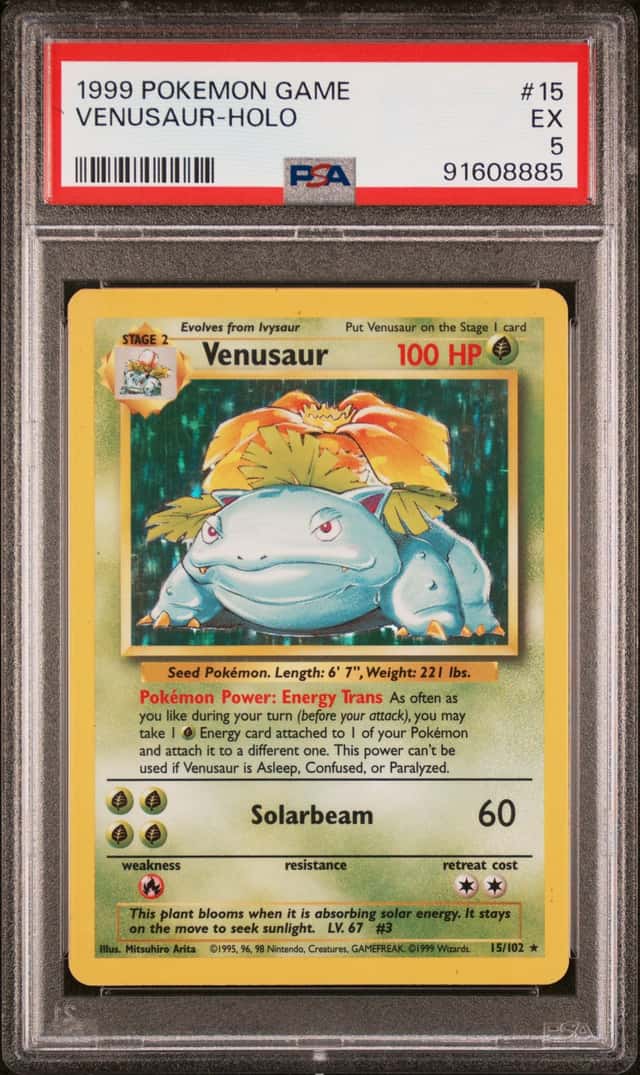 Pokémon Venusaur Holo Card 15/102 Holo Rare PSA Grade 5 Excellent Condition 1999