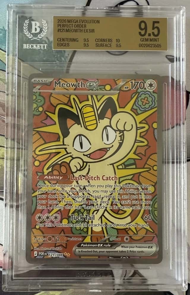 BGS 9.5 - 2026 POKEMON MEGA EVOLUTION PERFECT ORDER MEOWTH EX SIR #121 