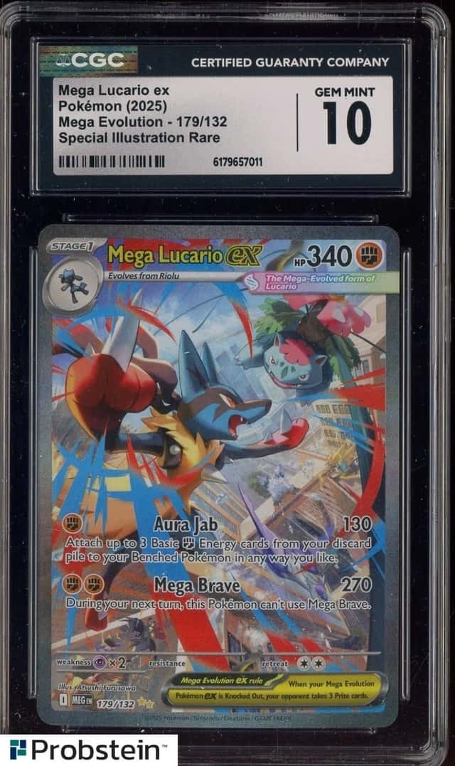 2025 Pokemon MEG EN Special Illustration Rare #179 Mega Lucario ex CGC 10