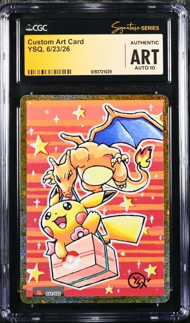 Pokemon 2023 Custom Art Card Charizard Pikachu Sketch YSQ Signed CGC ART AUTO 10