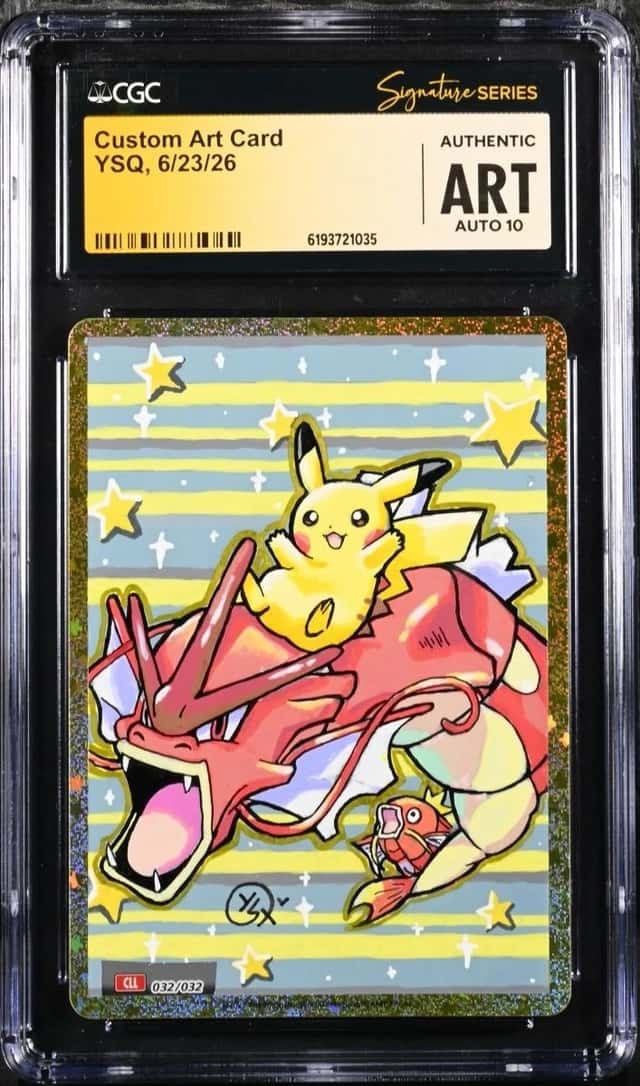 Pokemon 2023 Custom Art Card Gyarados Pikachu Sketch YSQ Signed CGC ART AUTO 10