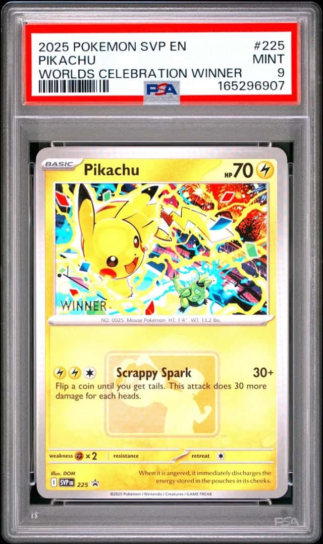 2025 POKEMON SVP WORLDS CELEBRATION TOURNAMENT #225 PIKACHU PSA 9
