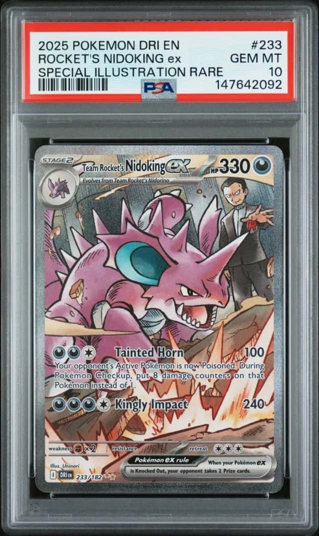 Team Rocket's Nidoking ex #233 Pokemon Destined Rivals Holo PSA 10 GEM MINT