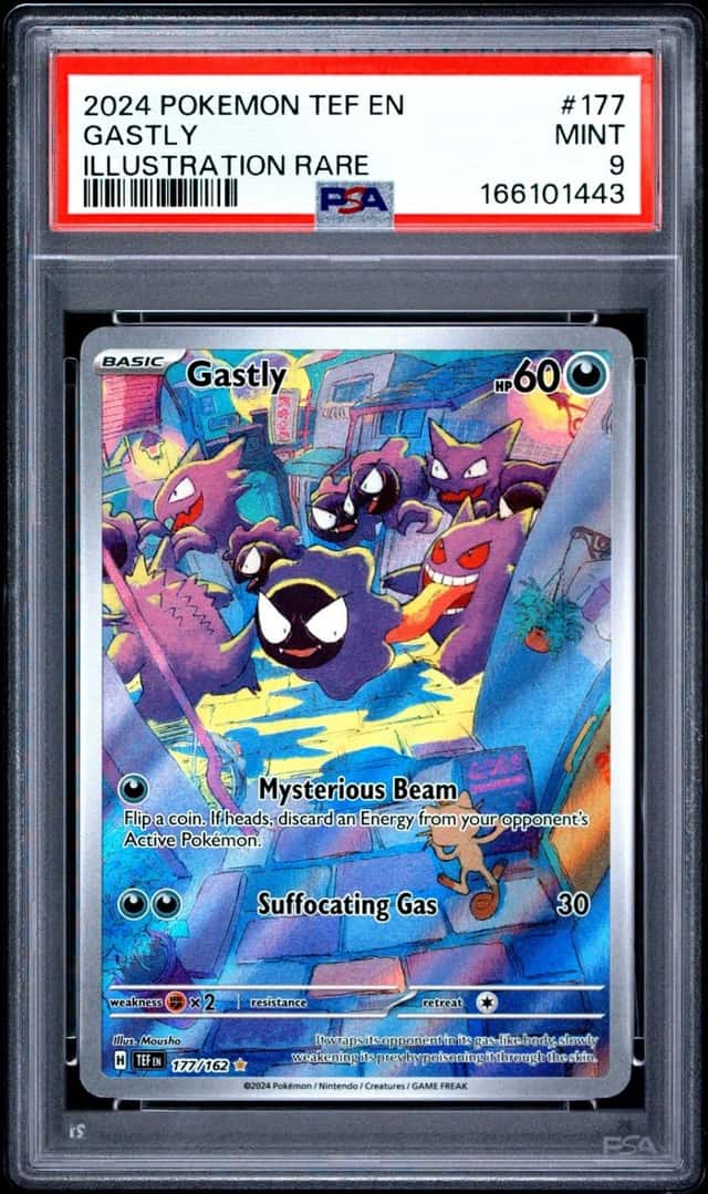 2024 POKEMON TEF EN-TEMPORAL FORCES ILLUSTRATION RARE #177 GASTLY PSA 9