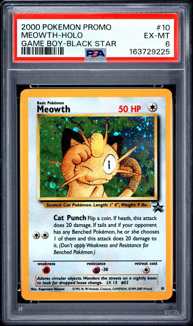 2000 POKEMON PROMO BLACK STAR GAME BOY #10 MEOWTH-HOLO PSA 6