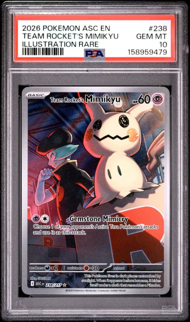 2026 Pokemon Team Rocket's Mimikyu Illustration Rare #238/217 PSA 10