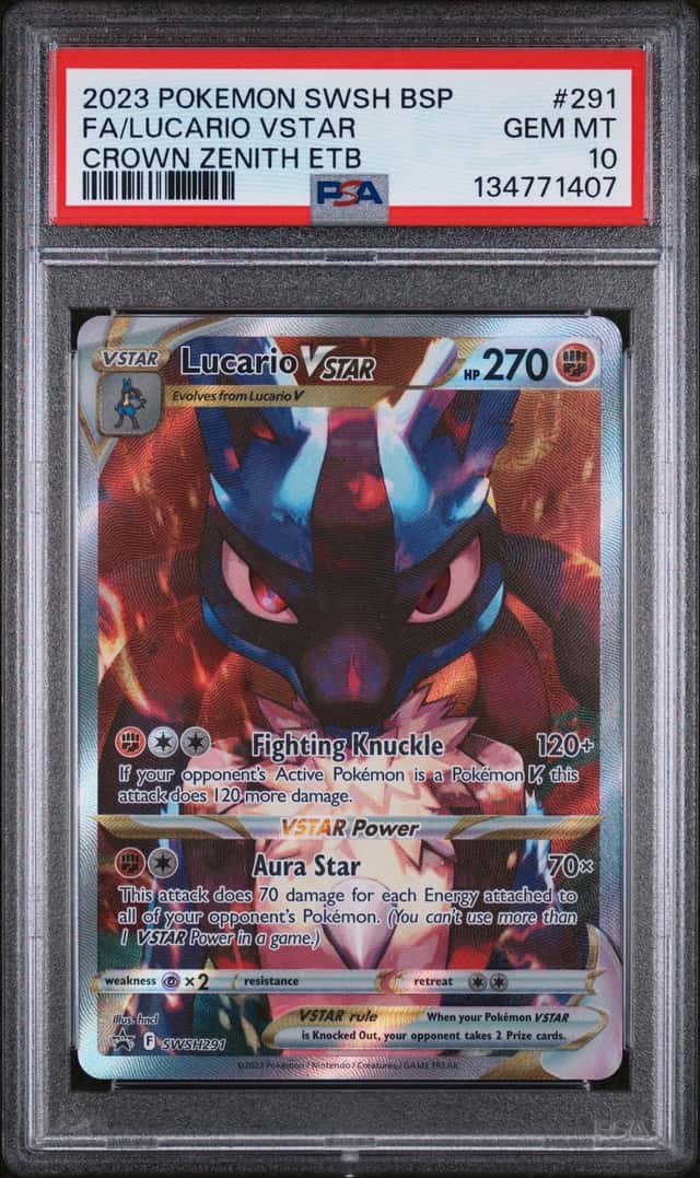 2023 POKEMON SWSH CROWN ZENITH ELITE TRAINER BOX FULL ART/LUCARIO VSTAR PSA 10