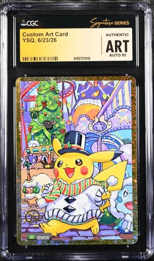 Pokemon 2023 Custom Art Card Ponchu Pikachu Sketch YSQ Signed CGC ART AUTO 10