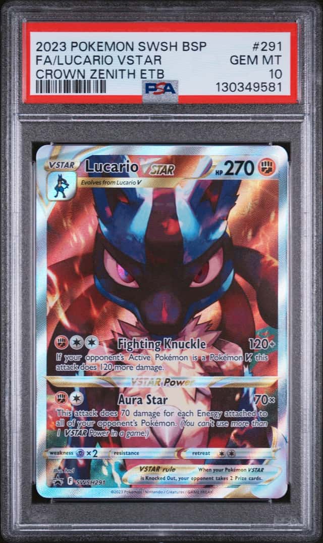 2023 Pokemon SWSH BSP Crown Zenith ETB #291 FA Lucario VSTAR PSA 10 GEM MINT