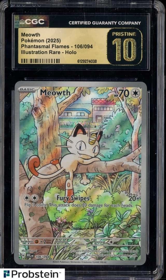 2025 Pokemon PFL EN Illustration Rare #106 Meowth CGC 10 PRISTINE