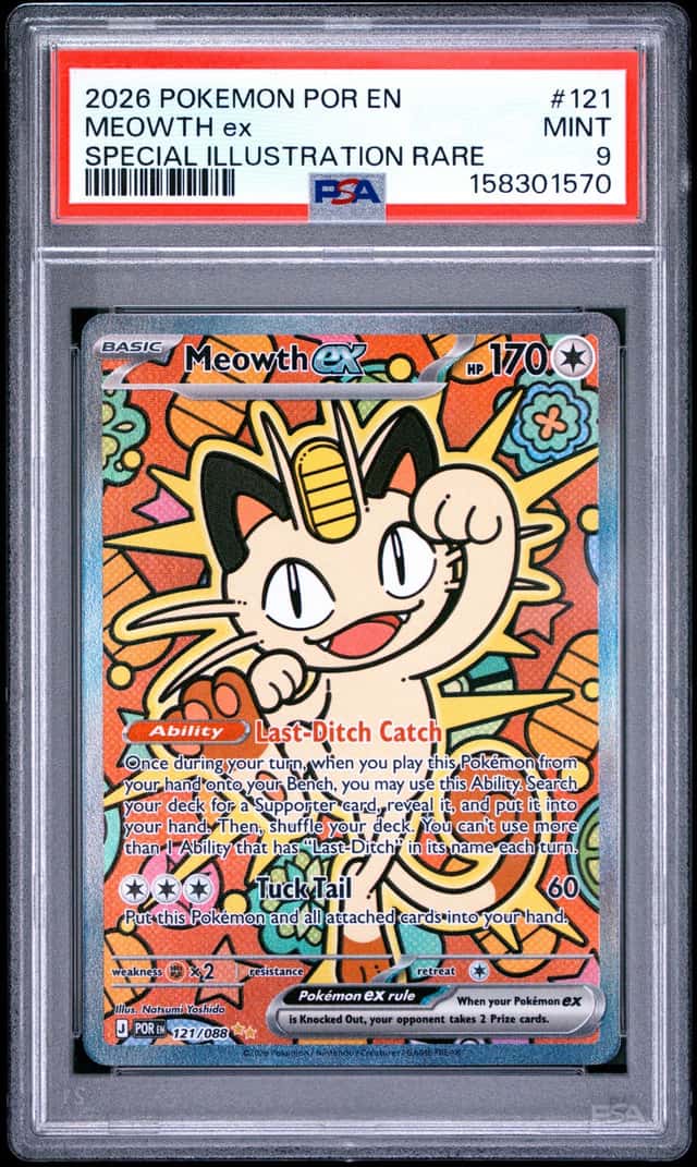 Pokemon Co Meowth ex 121/088 Me03: Perfect Order SIR Holo EN PSA 9 2026