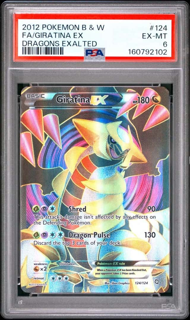 2012 POKEMON BLACK & WHITE DRAGONS EXALTED #124 FULL ART/GIRATINA EX PSA 6