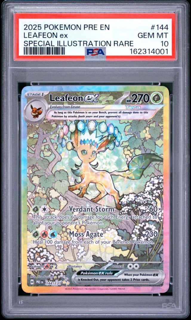 2025 POKEMON PRE EN-SPECIAL ILLUSTRATION RARE #144 LEAFEON EX PSA 10