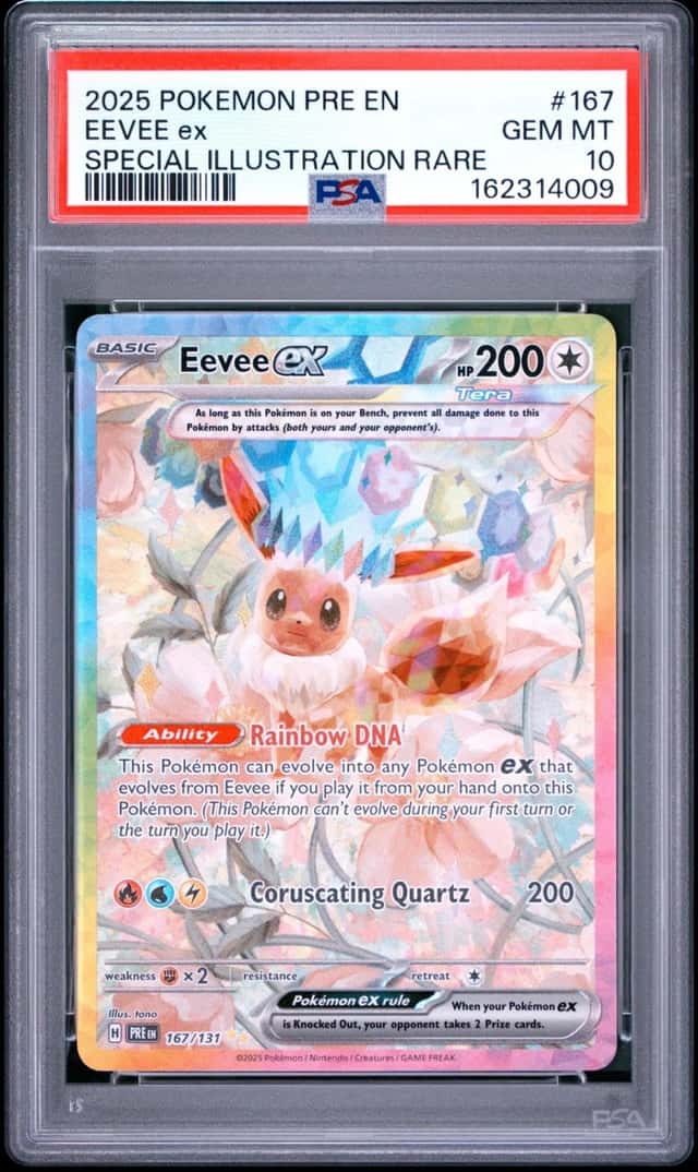 2025 POKEMON PRISMATIC EVOLUTIONS SPECIAL ILLUSTRATION RARE EEVEE EX PSA 10