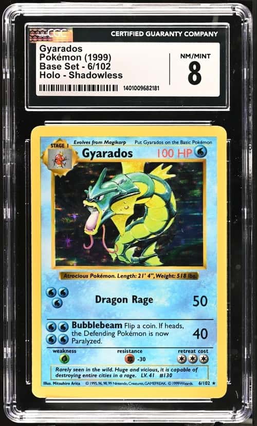 GYARADOS 1999 POKEMON BASE SET HOLO SHADOWLESS #6/102 CGC 8 Q7217-1