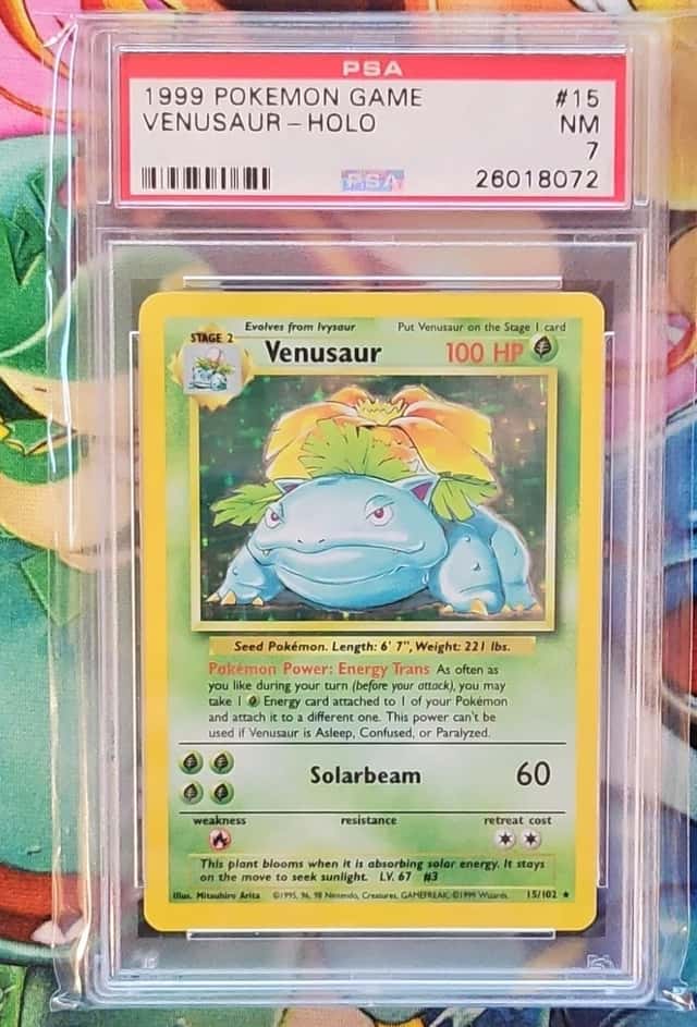 Pokémon TCG Venusaur Base Set Holo 015/102 1999 English PSA 7