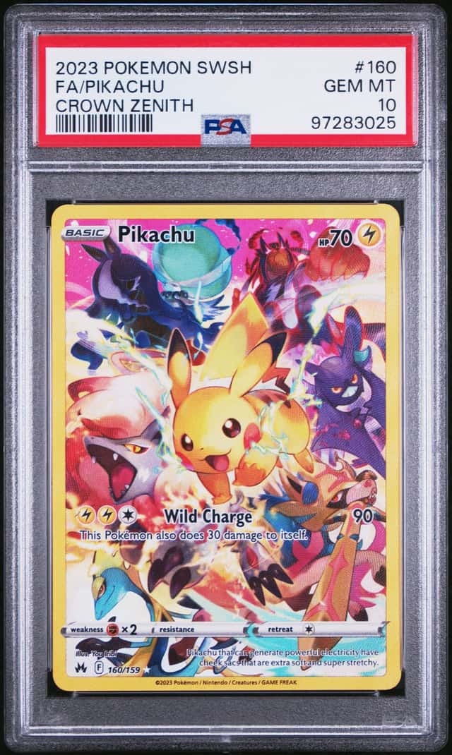 2023 POKEMON SWORD & SHIELD CROWN ZENITH #160 FULL ART/PIKACHU PSA 10