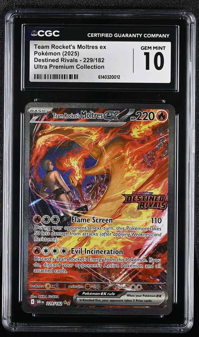 Pokemon Co Team Rocket's Moltres ex 229/182 Destined Rivals Holo EN CGC 10 2025