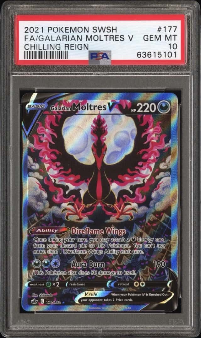 Pokemon Galarian Moltres V Chilling Reign Full Alt Art 177/198 PSA 10 Gem Mint