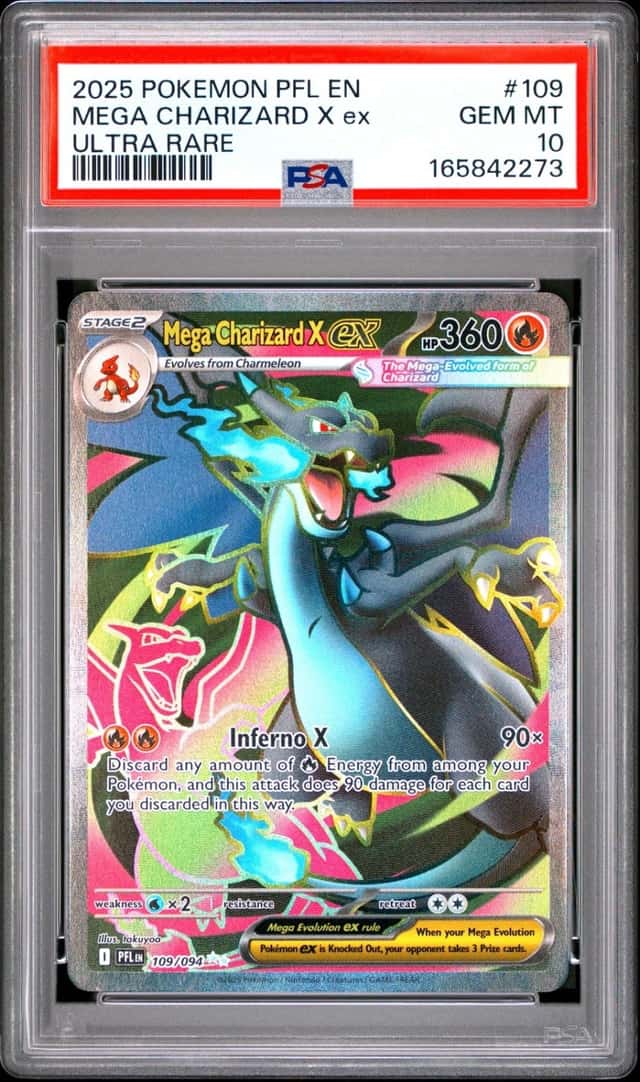 2025 POKEMON PFL EN-PHANTASMAL FLAMES ULTRA RARE #109 MEGA CHARIZARD X EX PSA 10
