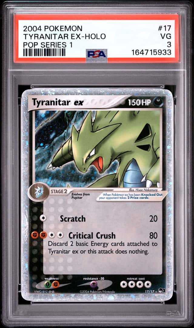 2004 POKEMON POP SERIES 1 #17 TYRANITAR EX-HOLO PSA 3