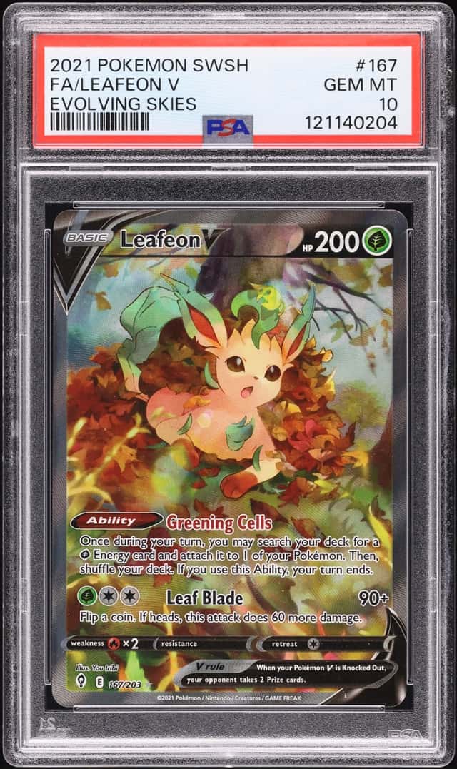 2021 Pokemon Sword & Shield Evolving Skies Alt Art Leafeon V #167 PSA 10 GEM MINT