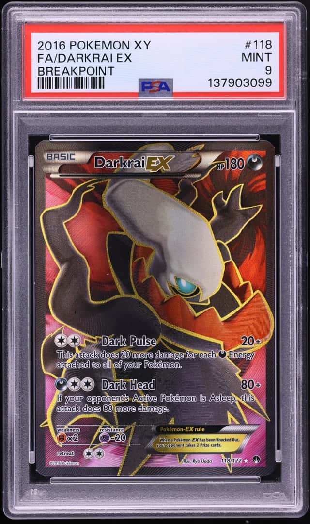 2016 Pokemon XY BREAKpoint Full Art Darkrai EX #118 PSA 9 MINT