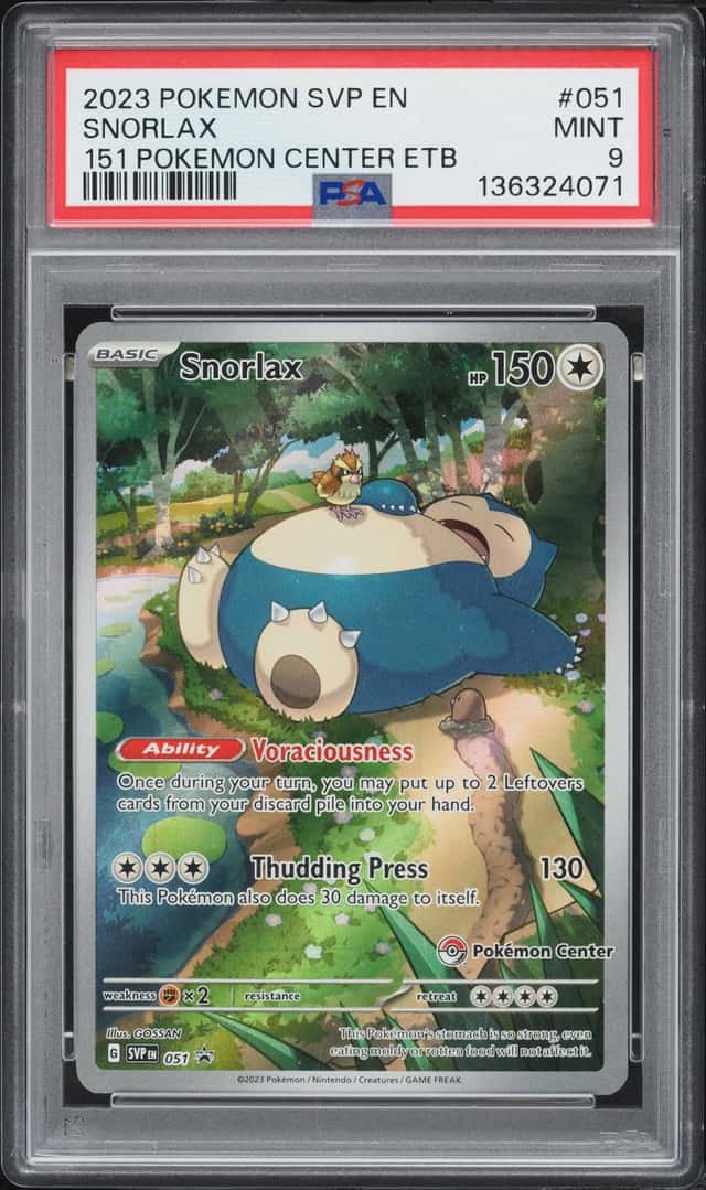 2023 Pokemon Scarlet & Violet Promo 151 Center ETB Full Art Snorlax #51 PSA 9 MINT