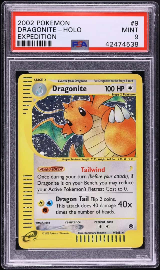 2002 Pokemon Expedition Holo Dragonite #9 PSA 9 MINT