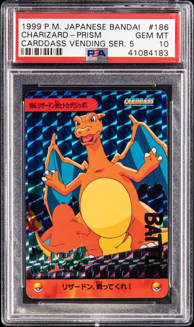 1999 Pokemon Japanese Bandai Cardass Vending Series 5 Prism #186 Charizard - PSA GEM MT 10