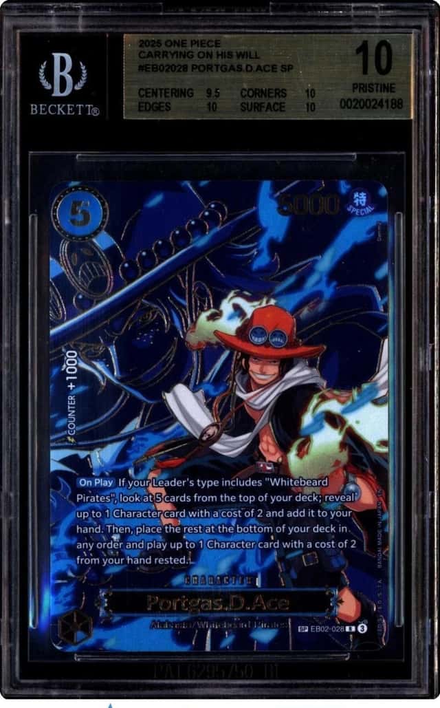 One Piece 2025 Portgas D. Ace EB02-028 SP Carrying On His Will PRISTINE BGS 10