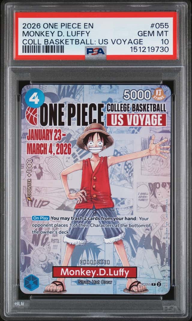 2026 One Piece Luffy College Basketball US Voyage PSA 10 #055