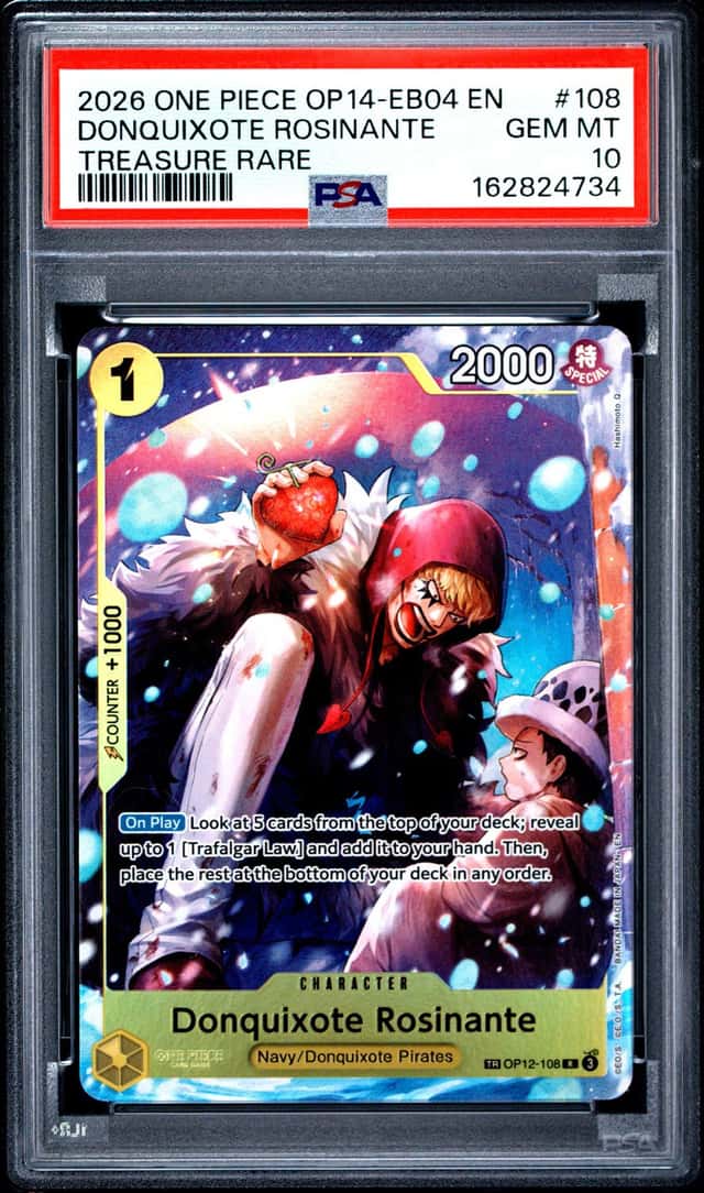 2025 One Piece Donquixote Rosinante Treasure Rare #OP12-108 PSA 10