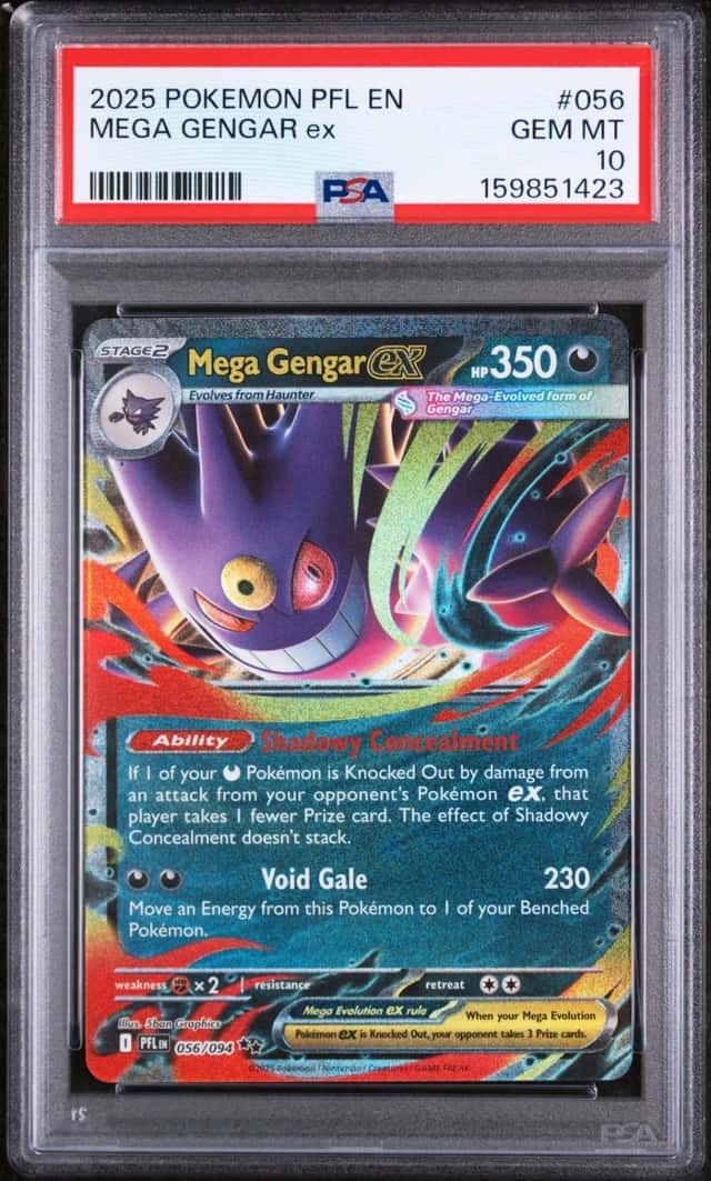 2025 POKEMON PFL EN-PHANTASMAL FLAMES #056 MEGA GENGAR EX PSA 10