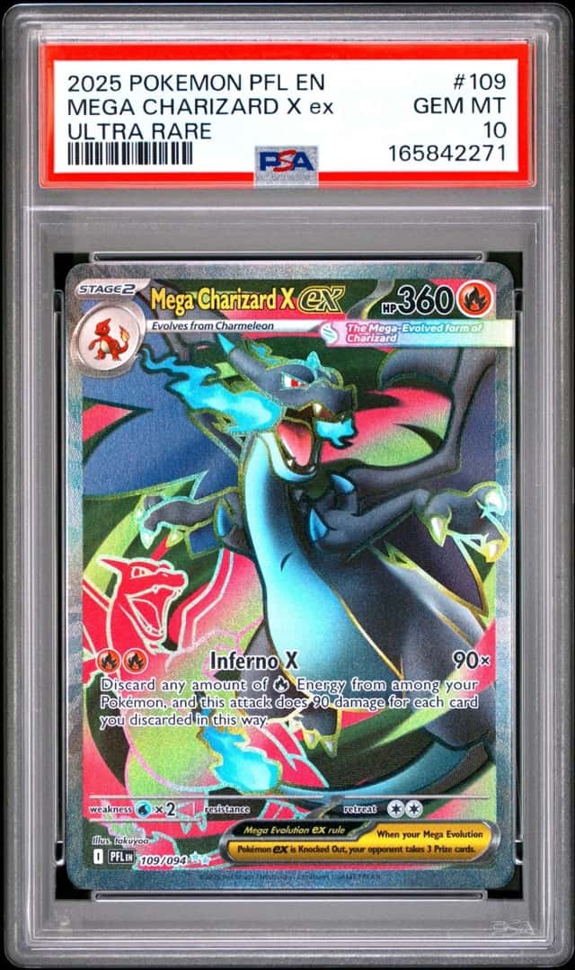 2025 POKEMON PFL EN-PHANTASMAL FLAMES ULTRA RARE #109 MEGA CHARIZARD X EX PSA 10