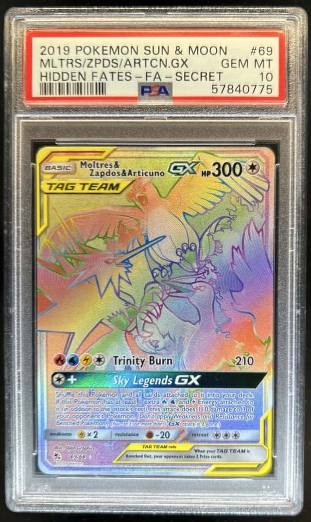 2019 Pokemon SM Hidden Fates Moltres & Zapdos ArticunoTag Team #69/68 PSA 10