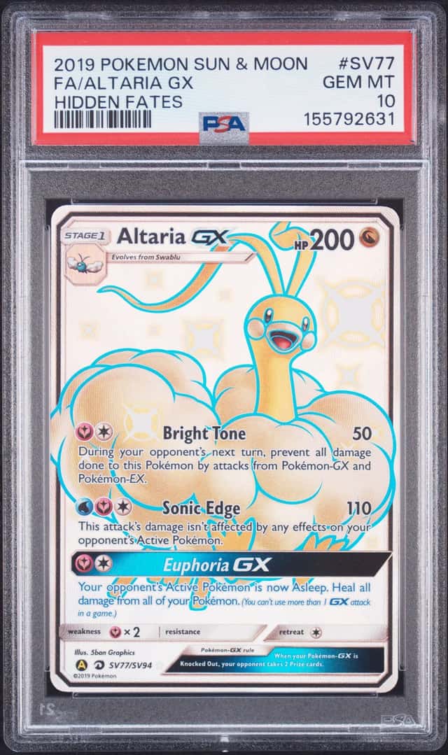 2019 Pokemon Sun & Moon Hidden Fates #SV77 FA Altaria GX PSA 10 GEM MINT